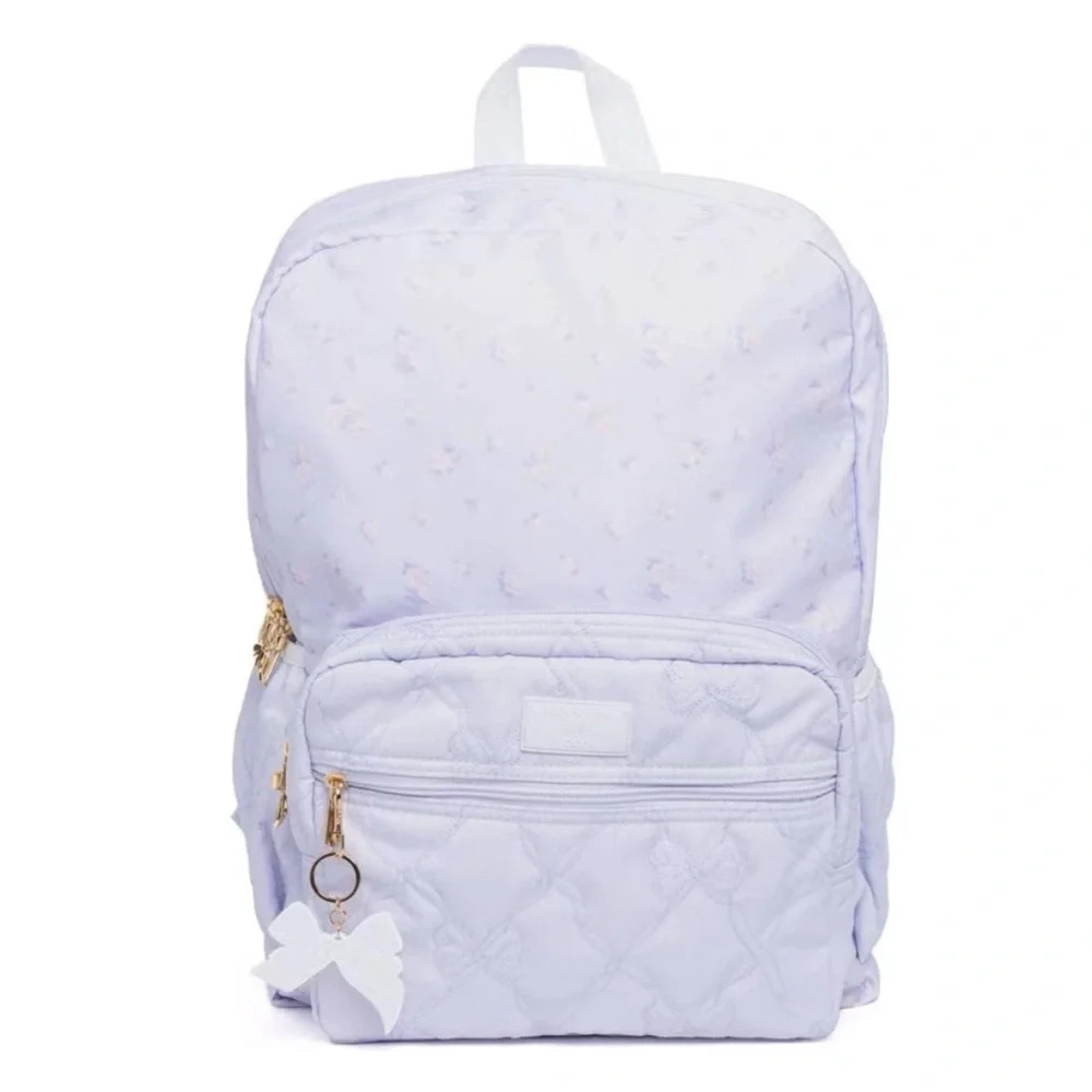 LoveShackFancy Light Lavender Quilted Backpack with Bow Charm